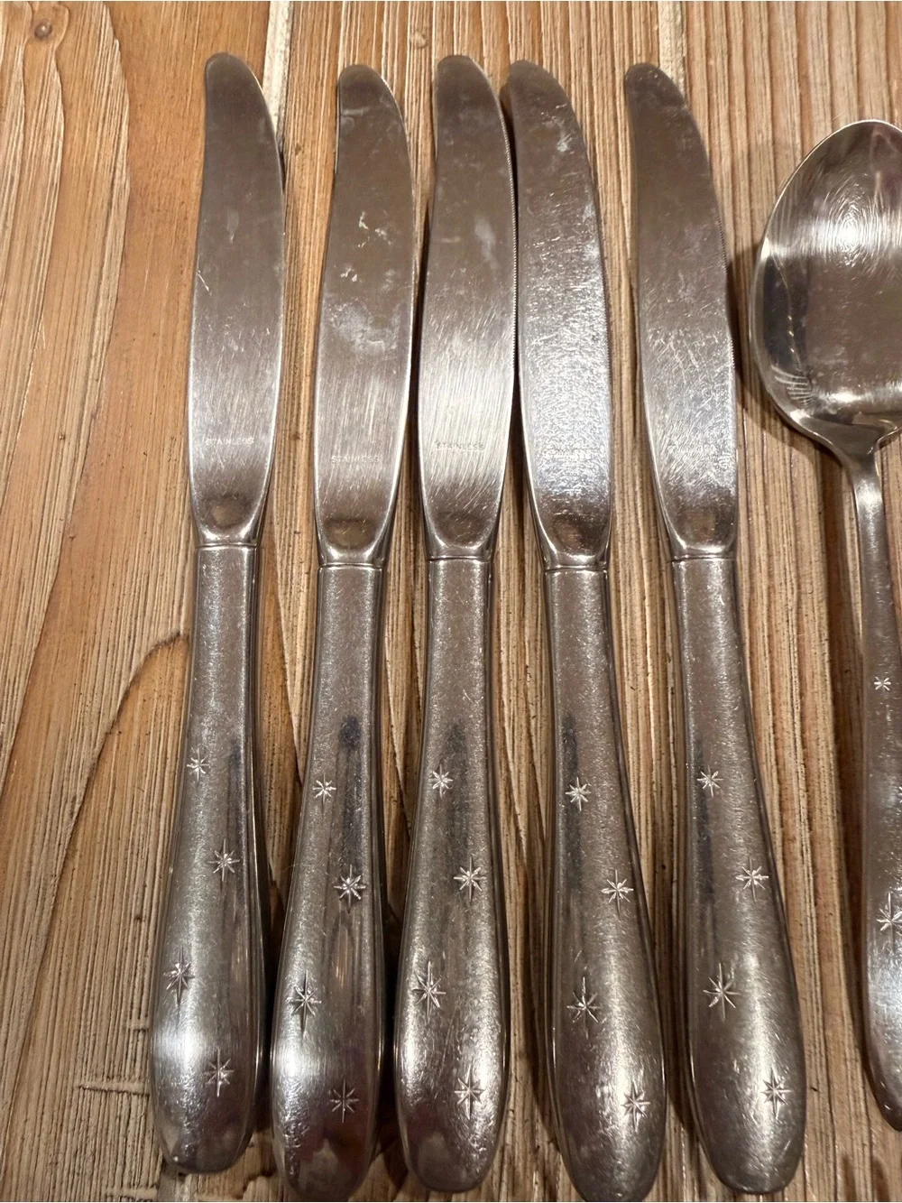Vintage Wallace Stainless NORTH STAR Atomic Starburst Flatware Lot 15 Pieces MCM